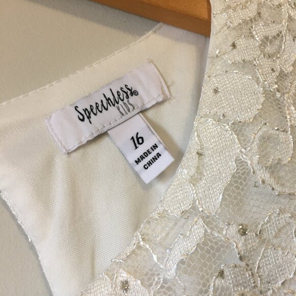 Cyndi Lauper Speechless White Lace and Black Layered Chiffon Dress - Picture 10 of 16